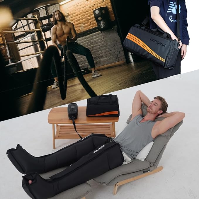 LONGEST Lymphedema Pumps Legs Foot Air Compression Therapy Boots Lymphatic Leg Recovery Compression System Pressotherapy for Swelling Circulation &amp Pain Medium