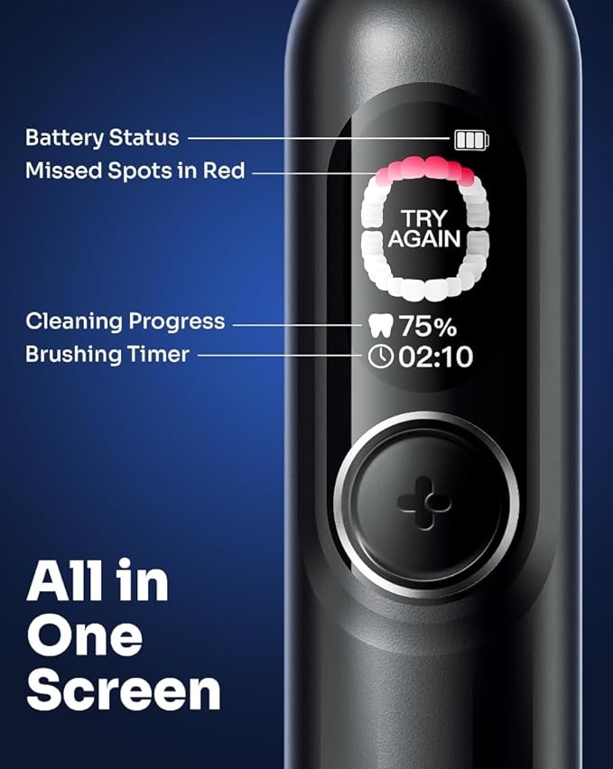 AI Electric Toothbrush w/ 6 Brush Heads Smart Sonic Toothbrush for Adults Kids Teens 150-Day Rechargeable Battery Whitening Real-Time Brushing Map Travel Case (G5S)