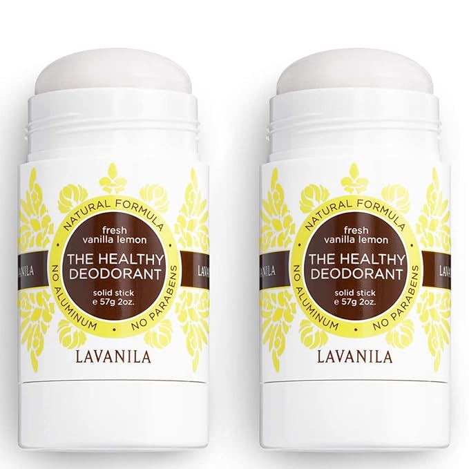 Lavanila Vanilla Lemon Deodorant for Women 2-Pack (2 Oz Each) - Natural Aluminum Free Solid Stick Deodorant Made In USA Vegan