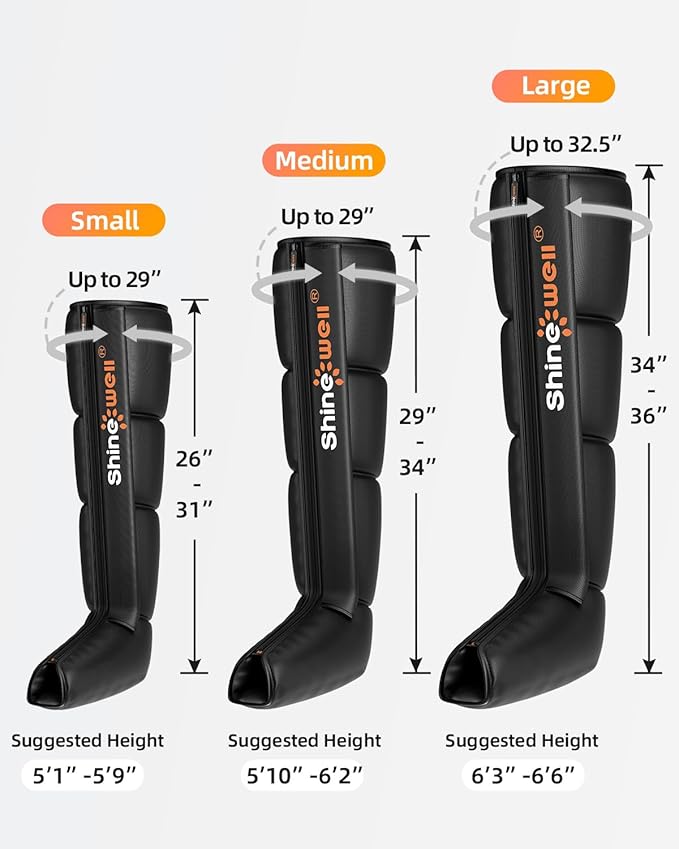 SHINE WELL Leg Recovery Compression System Professional Foot and Leg Air Compression Boots Sequential Device for Massage Therapy Fast Recovery &amp Improved Circulation for Athletes &amp Gym (Lar
