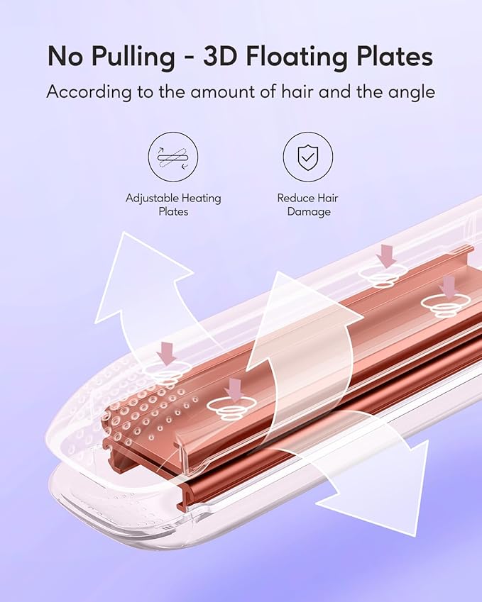 Wavytalk Pro Flat Iron Hair Straightener 100% Pure Titanium Flat Iron for Easy Glide Straightener and Curler for All Hairstyles Dual Voltage (Purple)