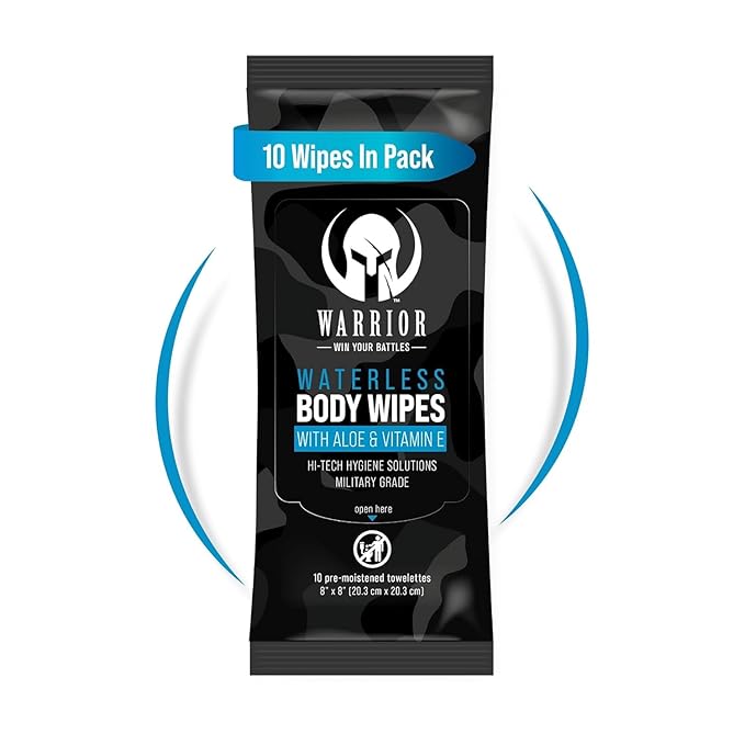 Warrior Waterless Hypoallergenic Cleaning Wipes Enriched with Aloe 1 Pack Antibacterial Hand Sanitizer Gel 3 Fl Oz DEET Free Bug Shield Spray – IR3535 5.5 Fl Oz