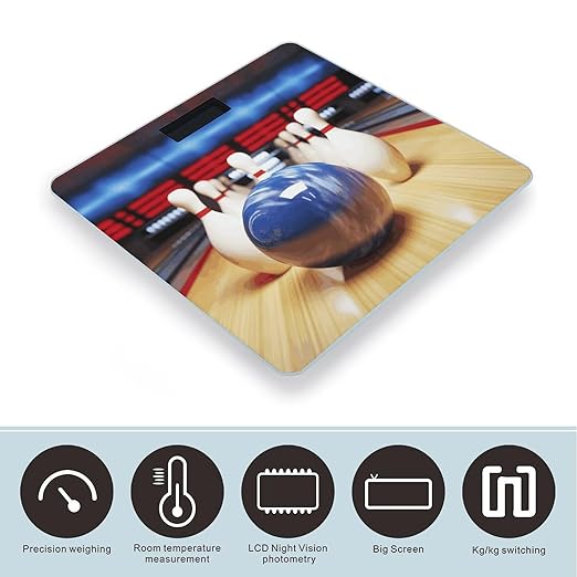Bowling Bathroom Scale Weight Scale for Body WeightHighly Accurate Digital Weighing Machine Clear LED Display Digital Bathroom Body Scale 400lb/182kg