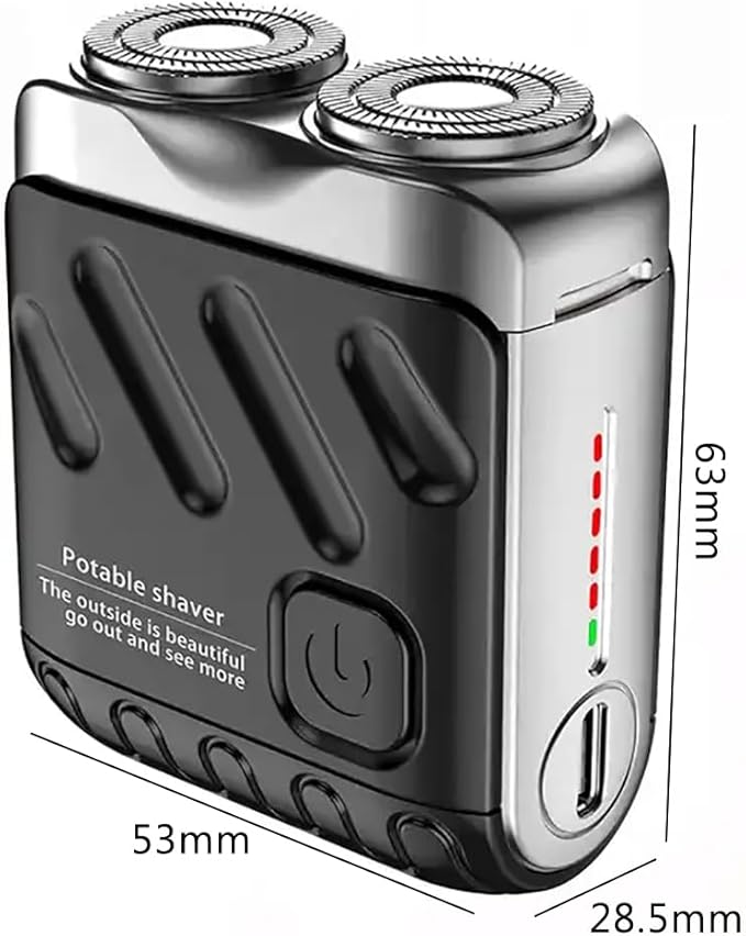 TsoLay Luggage Electric Shaver Electric Mini Portable Razor New Beard Shaver Mini and Portable Suitcase Design Ipx7 Waterproof and Pocket Double-Ring Magnetic 1 Button Long Lasting for Men