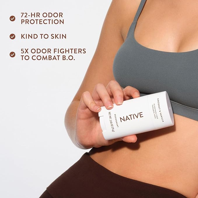 Native Deodorant Contains Naturally Derived Ingredients 72 Hour Odor Control | Deodorant for Women and Men Aluminum Free with Baking Soda Coconut Oil and Shea Butter | Coconut &amp Vanilla - 2.65