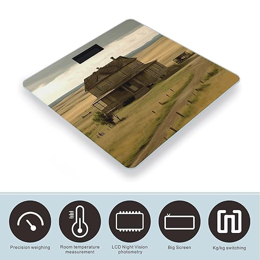 House on The Prairie Bathroom Scale Large LCD Backlight Display Digital Scale Rounded Corners Body Scales Automatic Power On/Off Bathroom Scales for Home Bedrooms