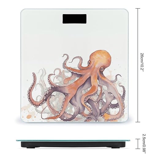 Octopus TentaclesScale for Body Weight with LCD High Precision Weighing Scales Fashion Sturdy Tempered Glass Weight Scales Easy-to-Read Digital Bathroom Scale for Daily 400lb