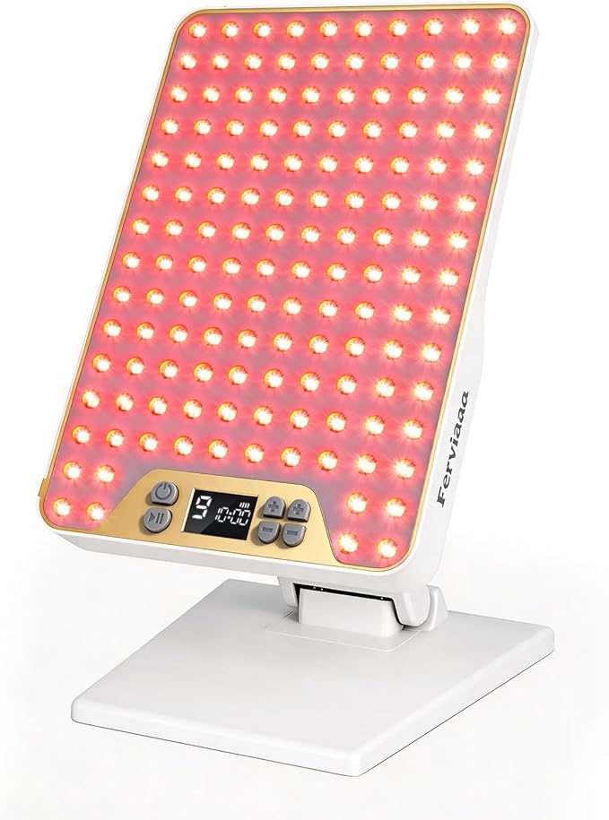 Red Light Therapy Panel for Face &amp Body 138 LEDs High Power Light with Adjustable Stand 630/660/810/850nm Near Infrared Light Therapy Lamp Rechargeable Portable Device with Timer