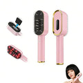 Multifunctional Massage Comb with Liquid Dispenser - Rechargeable Electric Hair Care Tool Vibrating Scalp Massager with LED Lights for Frizz Control &amp Shine Gift for Women or Man (Pink)