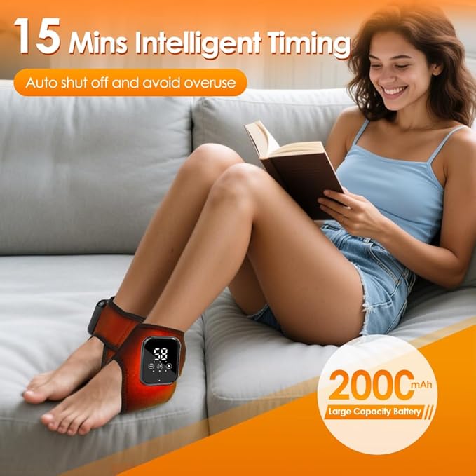 Foot Massager 3-in-1 Cordless Foot and Ankle Massager with Heat &amp Vibration Portable with 3 Modes &amp 3 Heat Levels for Heel Arch and Ankle Comfort at Home/Office/Travel (1 Pic)