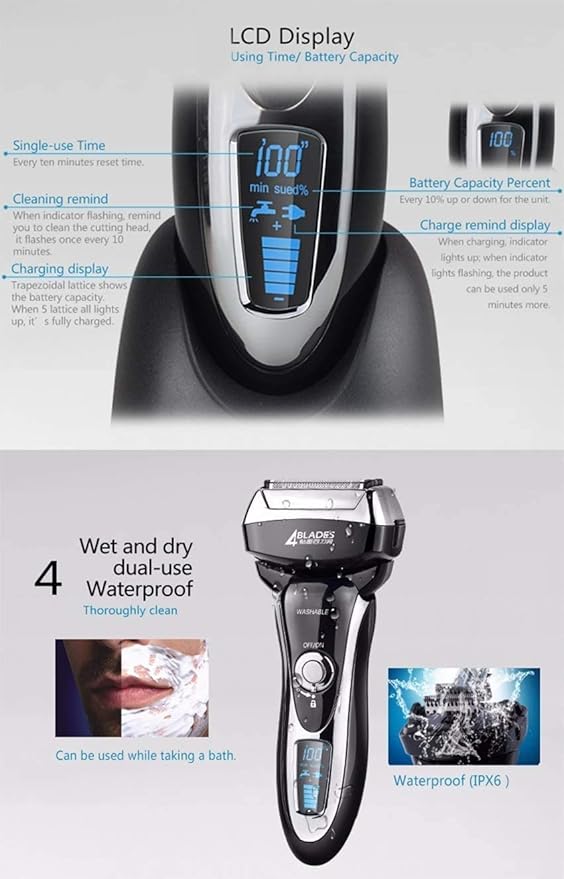 Electric Razor for Men Electric Shaver with Precision Trimmer Rechargeable Wet &amp Dry Foil Shaver Clean &amp Washable