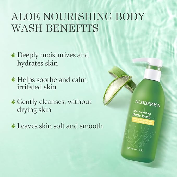 Aloderma Aloe Shower Set - Nourishing Body Wash Oil Controlling Shampoo Oil Controlling Facial Cleanser