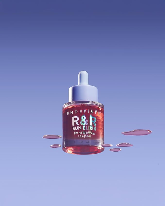 Undefined R&ampR Sun Elixir SPF 30 – Multitasking Glow Oil with Vitamin C Water-Resistant Sunscreen Rose &amp Vanilla Scent to brighten and protect face body hair from UV damage