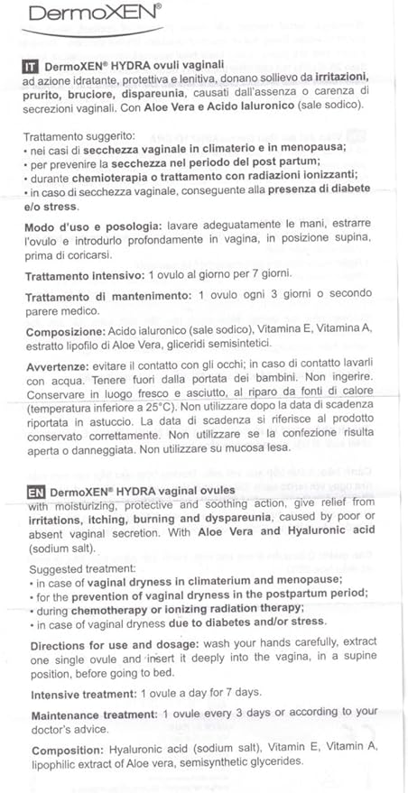Hydra Vaginal Suppositories with Hyaluronic Acid | Hormone-Free Vaginal Moisturizer for Dryness Itching &amp Discomfort | Feminine Care for Menopause &amp Postpartum | Aloe Vera | 7 st.