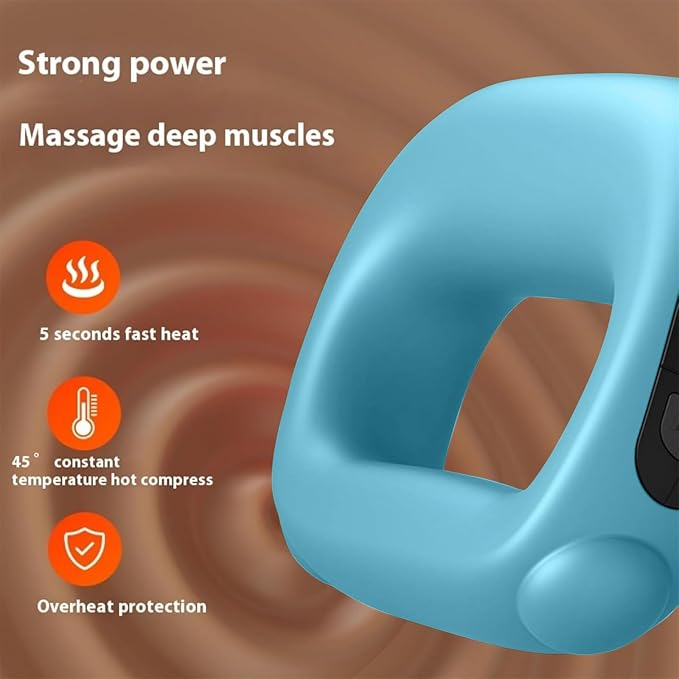Deep Tissue Percussion Muscle Massage Gun: with Heat Adjustable Intensity and Speed Super Quiet USB-C Rechargeable Portable Pain Relief for Athletes and Everyone Ideal Gift（Blue）
