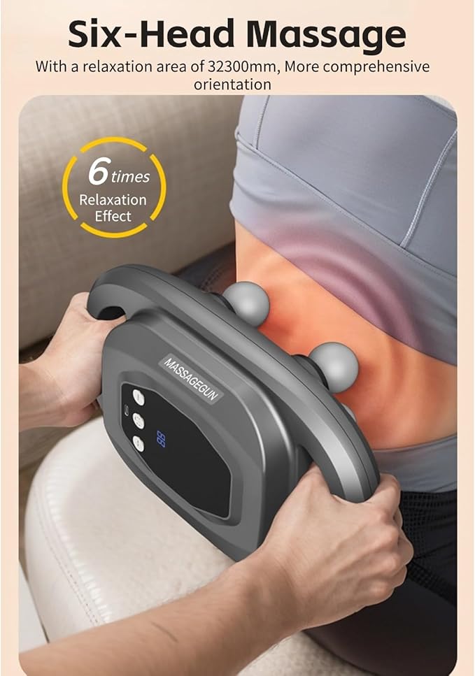 Yoidesu Massage Gun Deep Tissue Percussion Massager with 6 Heads 20 Levels 6 Massage Modes for Back Neck Leg Full Body Muscle Pain Relief Black