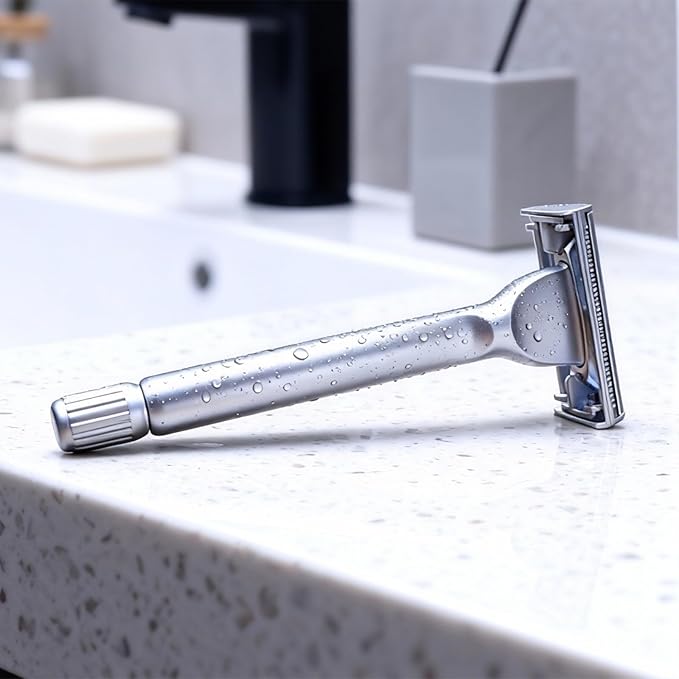 Butterfly Open Double Edge Safety Razor for Men + 10 Stainless Steel BladesBarber Grade Vintage Shaving Machine Smooth Reusable Eco-Friendly