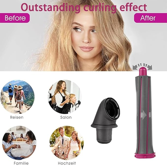 2 Pieces 20mm/0.78 Inch Long Hair Curling Barrels for Dyson Airwrap Styler Attachment with 2 Adapter for Dyson HD01 HD02 HD03 HD04 HD07 HD08 HD15 HD16 Converting Hair Dryer To Curling Iron
