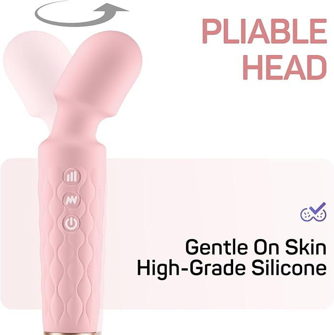 Personal Massager - 4H Max Runtime &amp Ultra-Quiet - Waterproof - 20 Modes 8 Speeds for Deep Tissue Back Massage Post-Workout Recovery and Neck Muscle Relaxation（Pink）