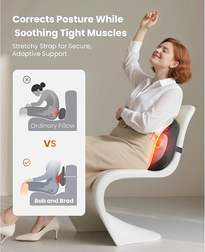 BOB AND BRAD Cordless Back and Neck Massager with Heat FSA Eligible HSA 4D Shiatsu Massage Pillow for Pain Relief Deep Tissue 6H Battery Gift for Stress Relief at Home Office &amp Car