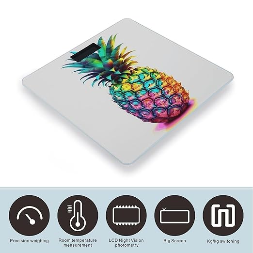 Colored Pineapple Bathroom ScaleHighly Accurate Digital Weighing Machine for People Bright LED Display Weight Scale for The Aldult Home Use