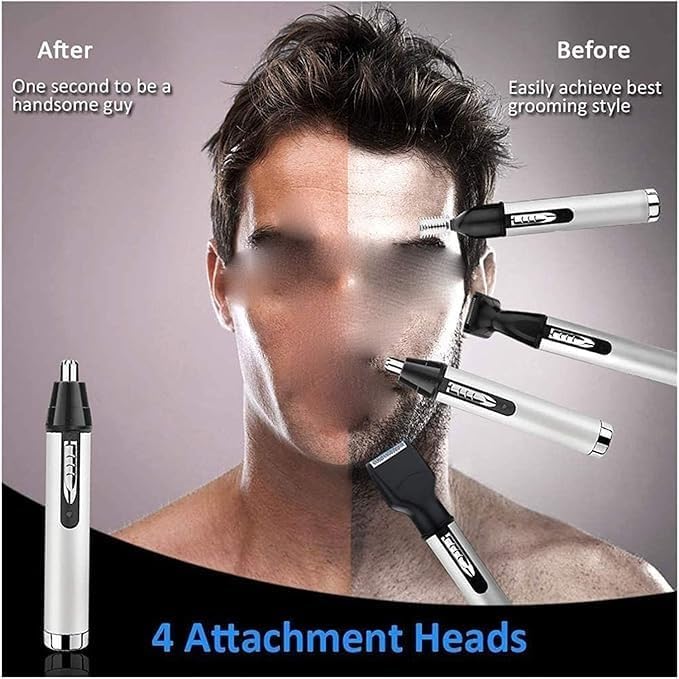Nose Hair Trimmer for Hygienic Grooming with Rinseable Interchangeable Heads for Eyebrows Neckline Nose Ears &amp Other