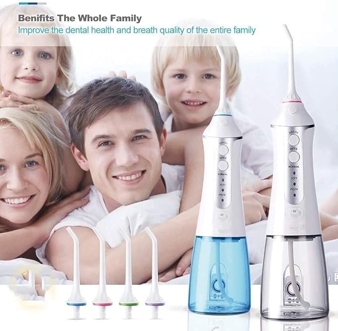 Water Flosser Cordless for Teeth - 3 Modes Dental Oral Irrigator Portable Water Pick Teeth Cleaner for Home Travel IPX7 Waterproof USB Rechargeable 300ML Water Tank