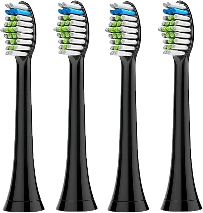 Compatible for 4pcs Replacement Brush Head Compatible with PH Sonic Care Diamondclean Electric Toothbrush(Black)