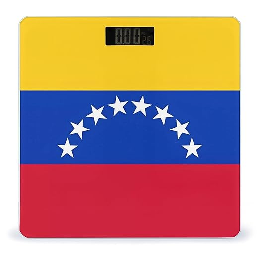 Flag of Venezuela Scale for Body Weight High Precision Digital Weight Scales with LCD Display Anti-Slip Sturdy Slim Tempered Glass Bathroom Scale for Home Use