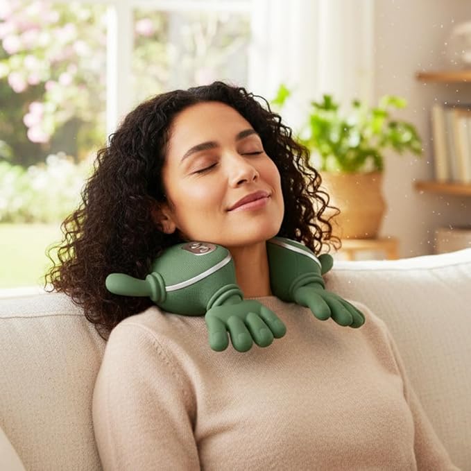 Neck Massager Shoulder Massager with Heat Shiatsu 4D KneadingElectric Neck and Back Massager for Relief(Green 1 Set)