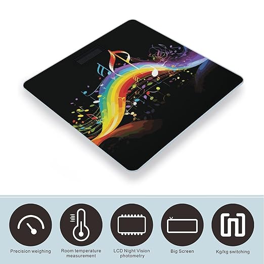 Rainbow Musical Note Melody Weight Scale Digital Electronic Scales Bathroom Scale Larg LCD Backlight Display High Precisio MeasurementsTempered Glass