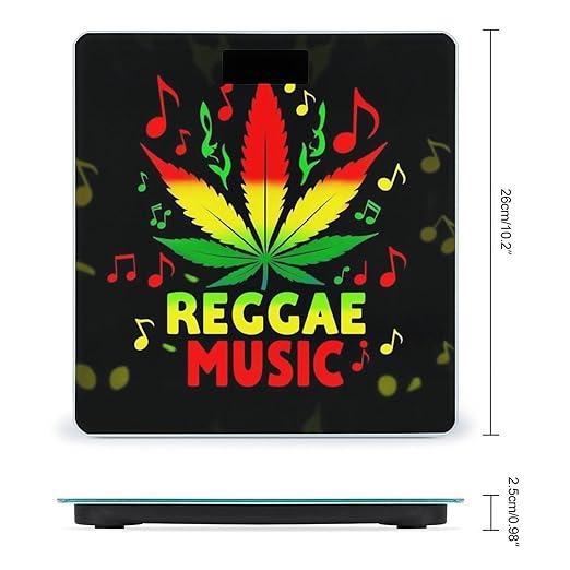 Women's Fashion Automatic Switch Digital Bathroom Weighing Scale Smart Scale Rasta Flag Weedleaf Reggae Music