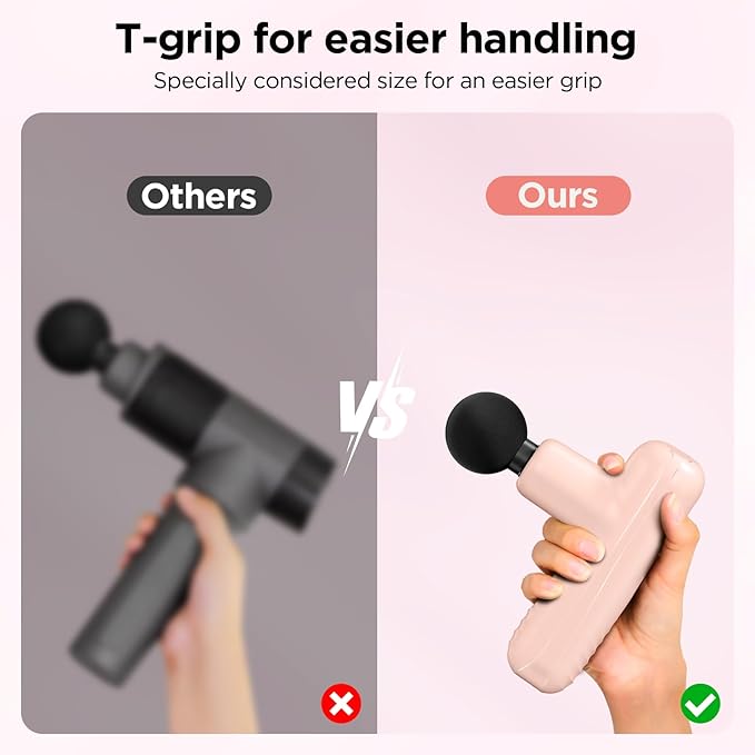 Mini Massage Gun Powerful Handheld Muscle Massager for Muscle Relaxation Deep Tissue Percussion Small Massage Gun Travel Massager with 4 Massage Heads Silent Brushless Motor Pink