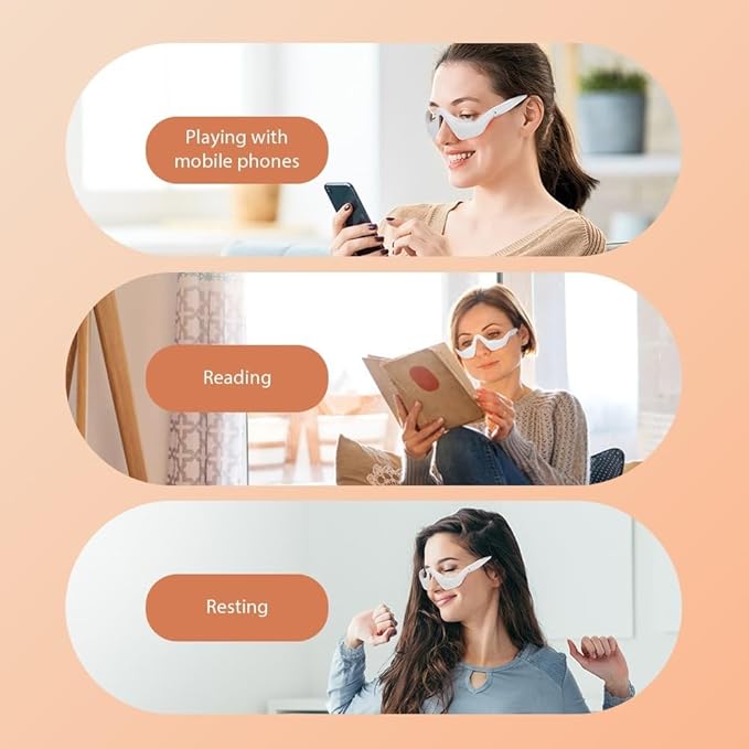 Red Light &amp Microcurrent Eye Massager – 3D Contour Under-Eye Device for Dark Circles Puffiness Fine Lines &amp Wrinkles – Rechargeable Anti-Aging Eye Therapy Glasses