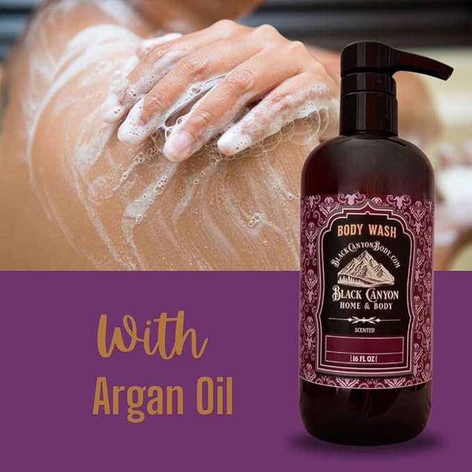 Black Canyon Pomegranate &amp Patchouli Scented Body Wash &amp Milk Bath Set