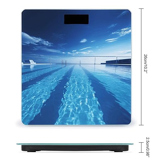 Blue Swimming Pool Bathroom Scale Large LCD Backlight Display Digital Scale Rounded Corners Body Scales Automatic Power On/Off Bathroom Scales for Home Bedrooms