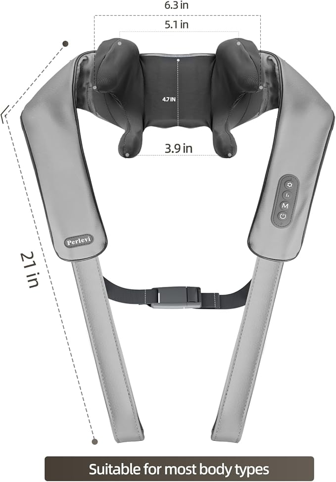 Neck and Shoulder Massager with Heat Cordless Shiatsu Shoulder Massager for Pain Relief Deep Tissue Rechargeable 6D Kneading Massage for Neck and Shoulde Pain Gifts for Mom&ampDad (Grey)