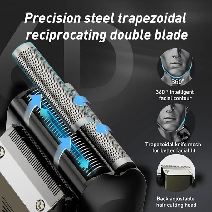 Men's Shaver Electric Shaving Machine Cordless Foil Shaver Bald Shaving Machine Hair Cutting Machine Men's Razor(Gold)