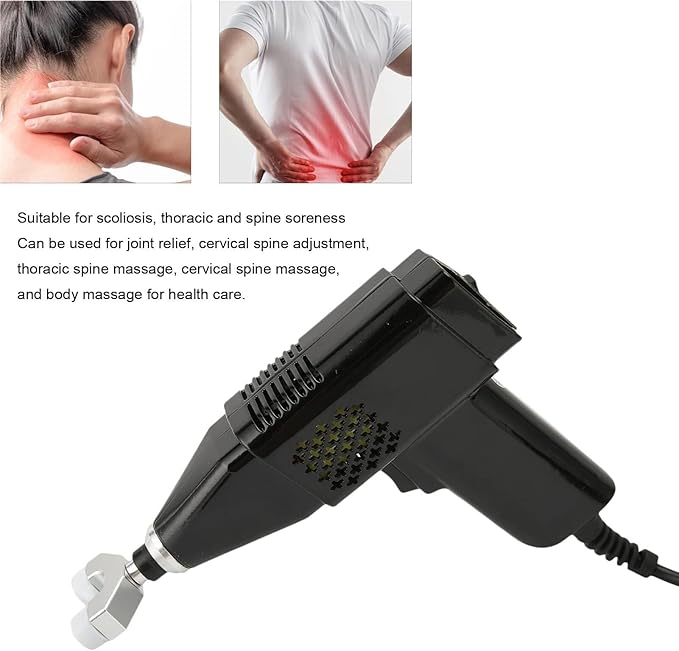 3-Level Chiropractic Adjustment Adjustment Tool Electric Spine Chiropractor Massage Gun Deep Tissue Percussion Muscle Massager(Black)