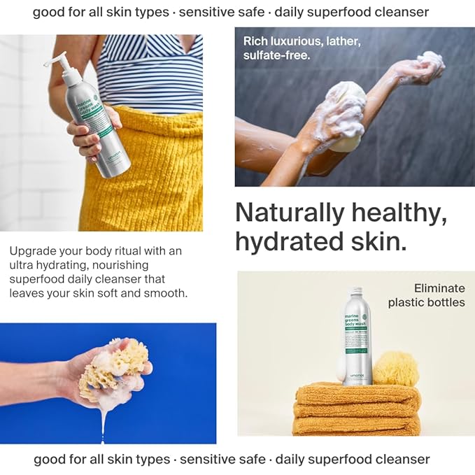 umanos Superfood Body Wash Plant Based Nourishing Body Cleanser Good for Sensitive Skin. Sulfate Free Natural Fragrance 10 oz