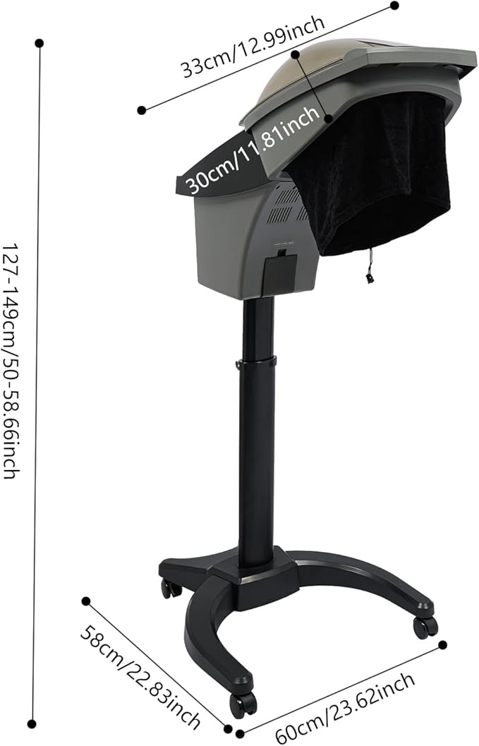 Hair Steamer Black 700W 7 Color Hair Steamer Hooded Micro Mist Ozone Hair Machine Ozone LCD Panel SPA Hair Salon Machine for BarbershopsBeauty Salons (Black)