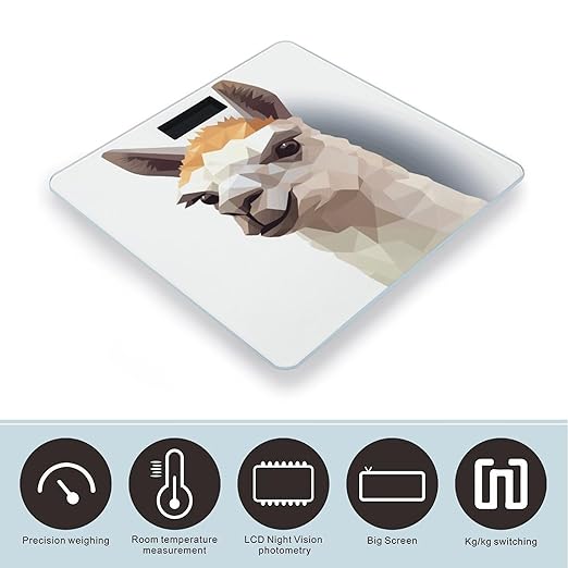 Alpaca Avatar Weight Scale Digital Electronic Scales Bathroom Scale Larg LCD Backlight Display High Precisio MeasurementsTempered Glass