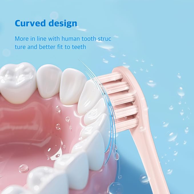 6 Pack Electric Toothbrush Replacement Heads Suitable for Oclean X Pro Elite/X/X Pro/Flow/F1/Air 2-Vacuum-Sealed with Hygienic CapsBonus Tongue Scraper &amp Travel Cup Included-Pink