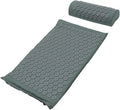 Acupressure Massage Mat and Pillow Set Washable Yoga Relief Mat with Acupuncture Therapy Pillow Portable Grey Massage Cushion for Neck and Shoulder Relaxation at Home and Office