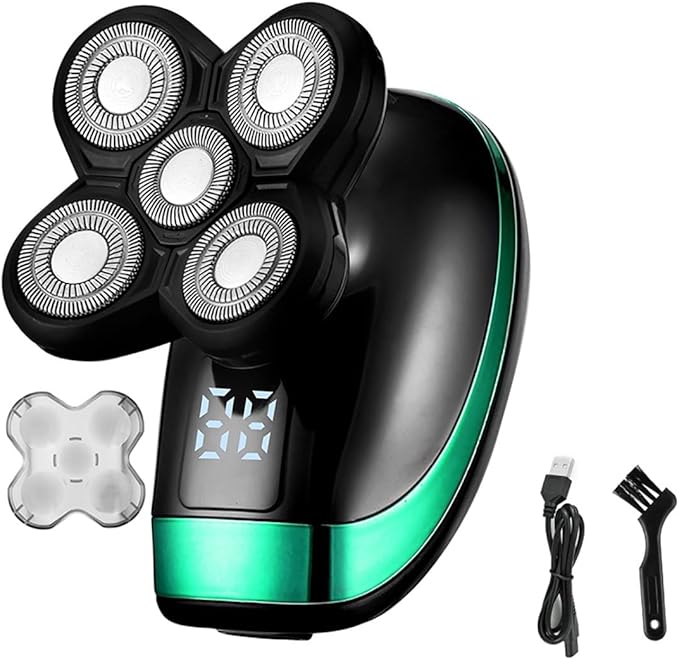 Head Shavers for Bald Men 5 in 1 Rechargeable Electric Shaver Five Floating Heads Razors Hair Clipper Nose Ear Hair Trimmer Men Facial Cleaning Brush Box (Color : Standard with Box)