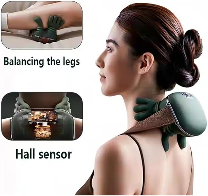 Neck and Shoulder Pro Hands Electric Cervical Necks Kneading Massager Real Hands Massager Pillows Rechargeable USB-C for Necks Back Shoulder (Green1PCS)