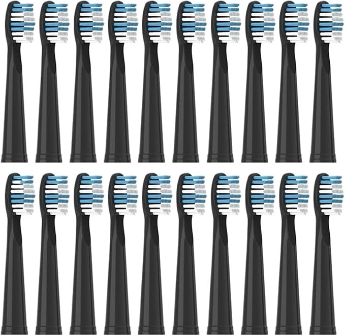 Replacement Brush HeadsCompatible for Seago Electric Toothbrushes E1-9/SG2303/SG575 Vacuum Packing(20pcs Black)
