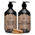 Striking Viking Beard Care Set (Sandalwood) - Paraben &amp Sulfate Free Shampoo with Jojoba Oil - Deep Clean for All Beard Types (10oz Per Bottle)