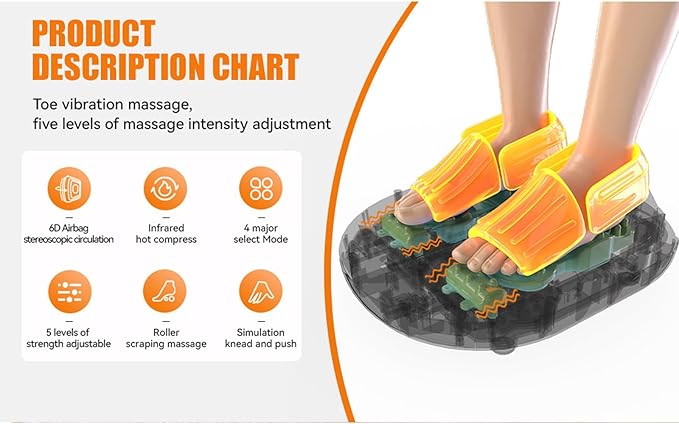 Foot Massager with Heating FunctionIt relieves Tired Muscles and Plantar Pain via deep-kneading Therapy and is Equipped with Multiple Massage Modes and Intensity Settings. (Black)
