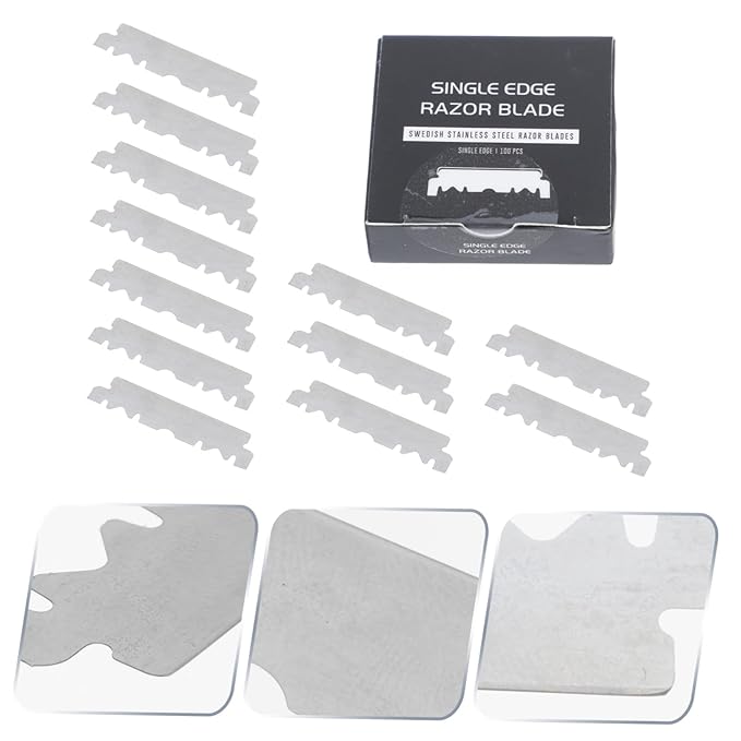 NOLITOY 400pcs Single Face Razor Blades for Men Stainless Steel Shaving Blades Precision Barber Cutter for Smooth Shaving and Grooming for Hairdressing and Eyebrow Trimming